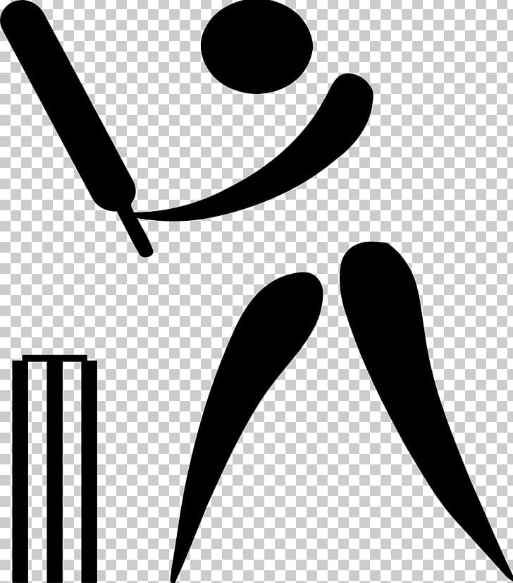 Summer Olympic Games Cricket Pictogram PNG, Clipart, Artwork, Ball, Batting, Black, Black And White Free PNG Download