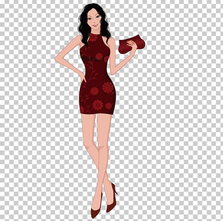 Cute dress woman fashion vector icon. Female beauty person clothes model  elegance. Pretty glamour style evening body shape 10880922 Vector Art at  Vecteezy