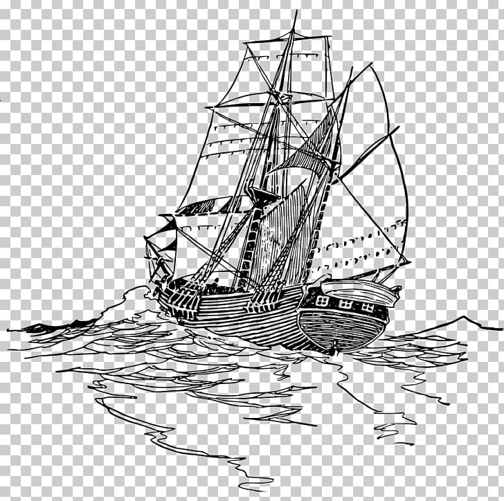 Sailboat Sailing Ship PNG, Clipart, Brig, Caravel, Carrack, Dromon, Line Art Free PNG Download