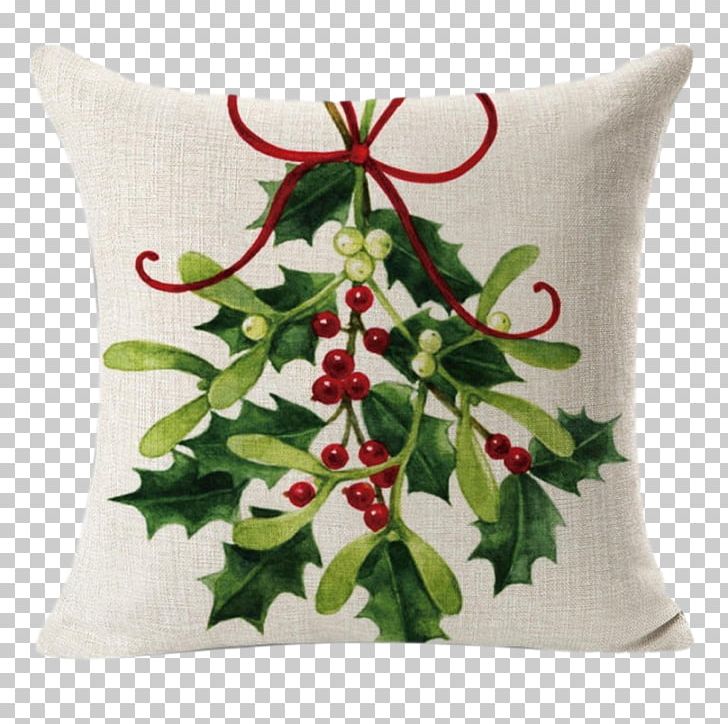 Throw Pillows Cushion Holly Kissing Bough PNG, Clipart, Christmas, Couch, Cushion, Cut Flowers, Drawing Free PNG Download