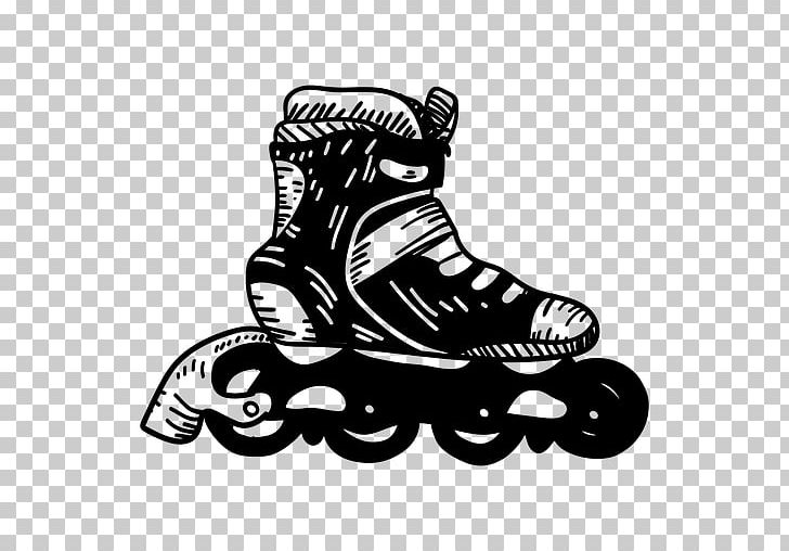In-Line Skates Roller Skates Patín Logo Drawing PNG, Clipart, Black, Black And White, Drawing, Fictional Character, Footwear Free PNG Download