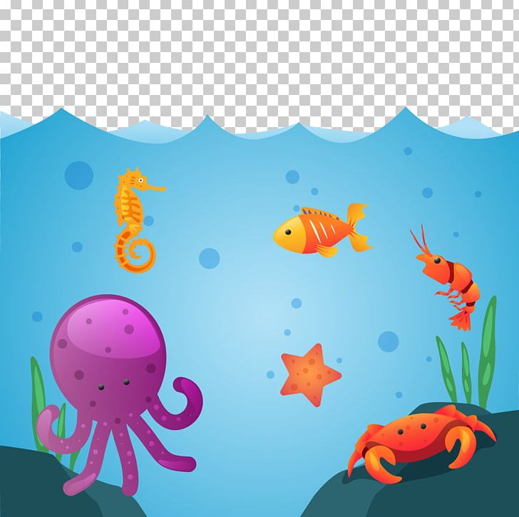 Euclidean Ocean Aquatic Animal Marine Habitats PNG, Clipart, Animal, Art, Blue, Cartoon, Computer Wallpaper Free PNG Download