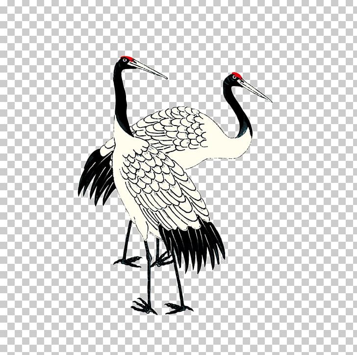Red-crowned Crane Ink Wash Painting Art PNG, Clipart, Beak, Bird, Birdandflower Painting, Chinese, Chinese Painting Free PNG Download