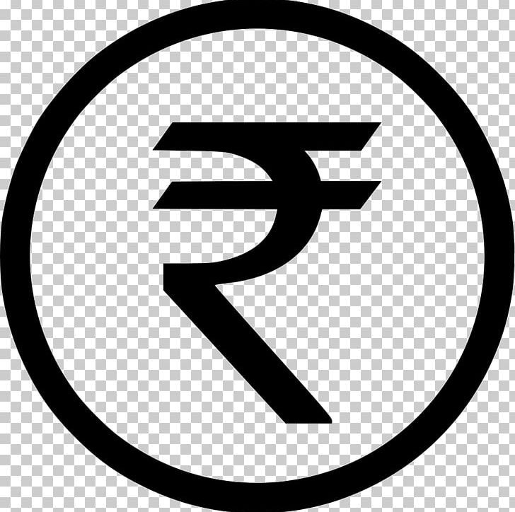 Indian Rupee Sign Currency Symbol PNG, Clipart, Area, Black And White, Brand, Cash, Circle Free PNG Download