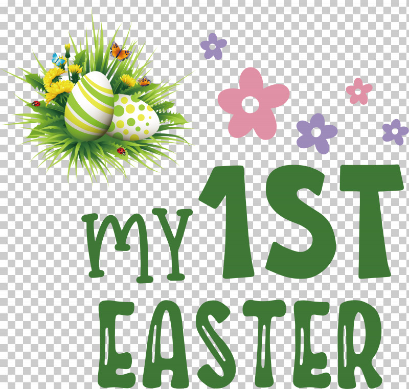 Happy Easter Day My 1st Easter PNG, Clipart, Floral Design, Flower, Green, Happy Easter Day, Logo Free PNG Download