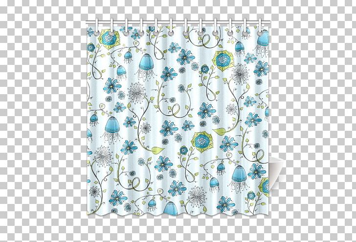 Douchegordijn Blue Curtain Teal Flower PNG, Clipart, Aqua, Bathroom, Bathtub, Blue, Curtain Free PNG Download