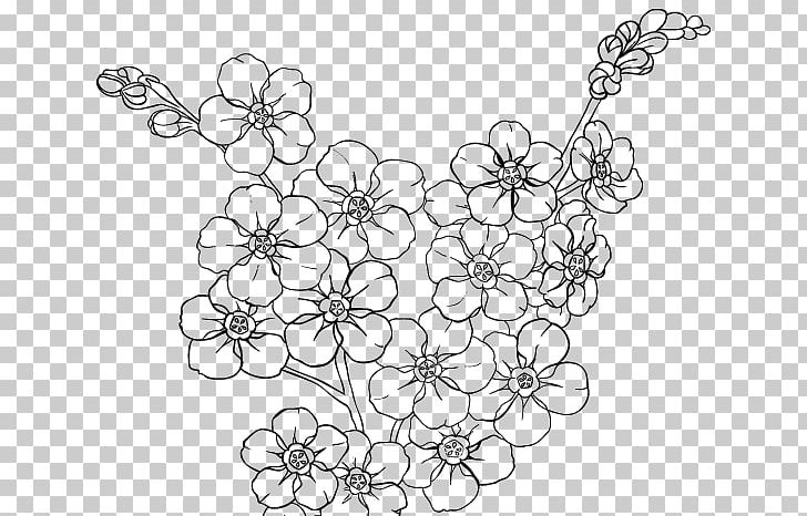Cherry Blossom Drawing Coloring Book Cerasus Flower PNG, Clipart, Area, Black, Black And White, Blossom, Body Jewelry Free PNG Download