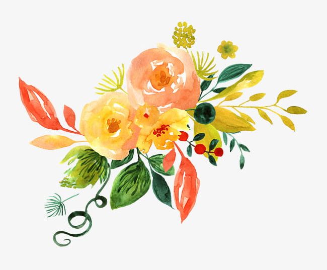 Hand Painted Watercolor Flower Decoration Pattern PNG, Clipart, Bright ...