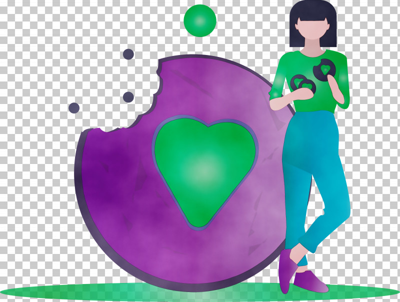 Green Purple Violet Cartoon Heart PNG, Clipart, Animation, Cartoon, Cookie, Girl, Green Free PNG Download