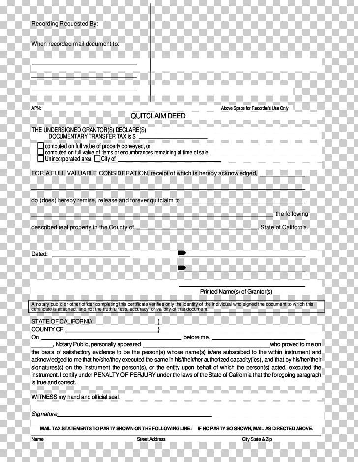 Quitclaim Deed California Document Grant Deed PNG, Clipart, Area, California, Deed, Deeds Registration, Diagram Free PNG Download