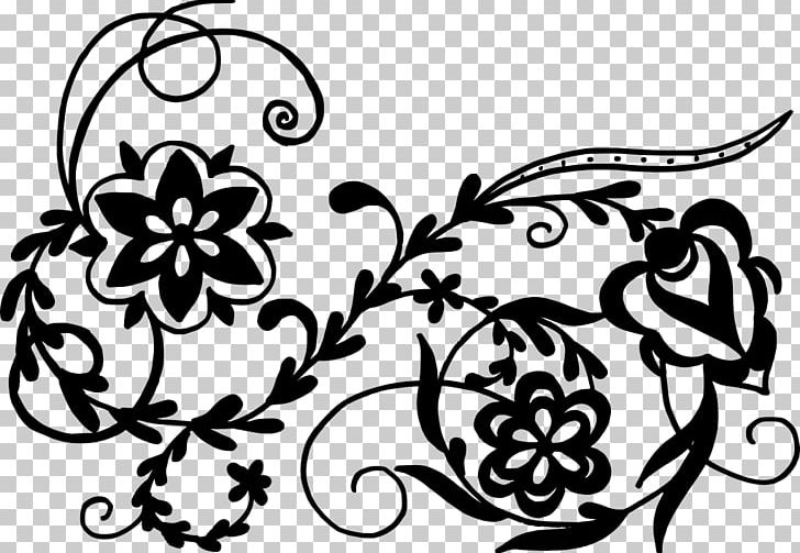 Black And White Flower Art Drawing Floral Design PNG, Clipart, Art, Black, Black And White, Branch, Circle Free PNG Download