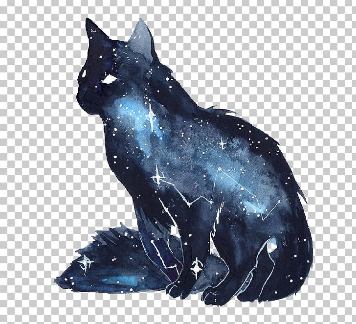 Cat Kitten Galaxy Watercolor Painting Dog PNG, Clipart, Animal, Art, Artist, Black Cat, Carnivoran Free PNG Download
