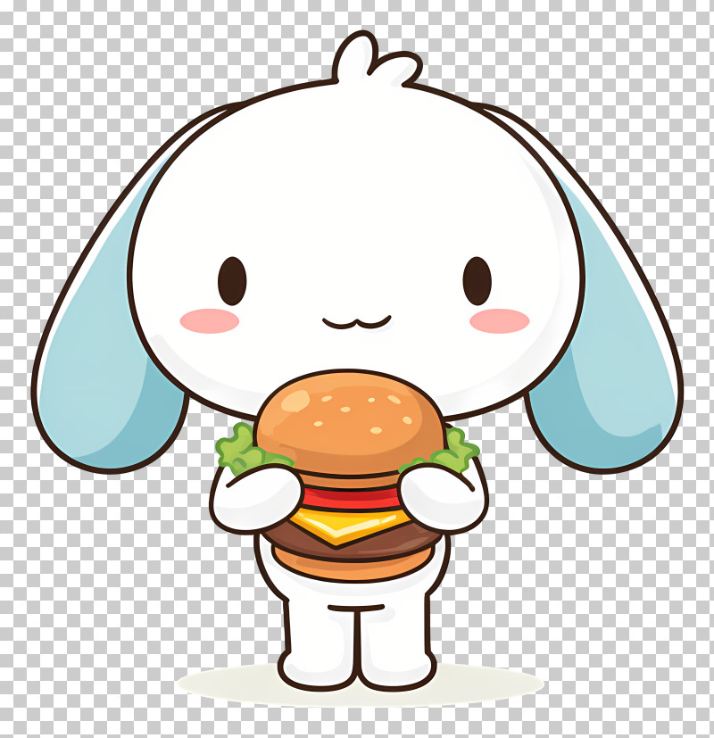 Cinnamoroll Eating Burger - Bunny Holding A Burger PNG