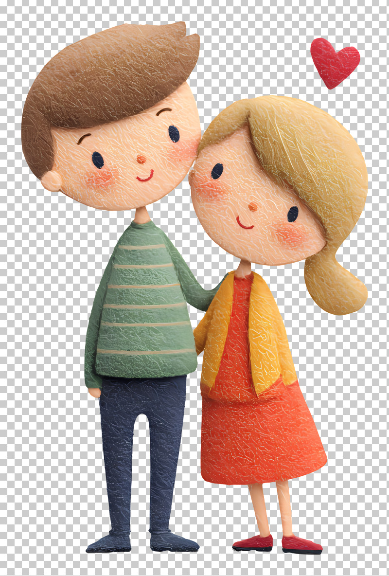 Adorable Couple With Heart PNG