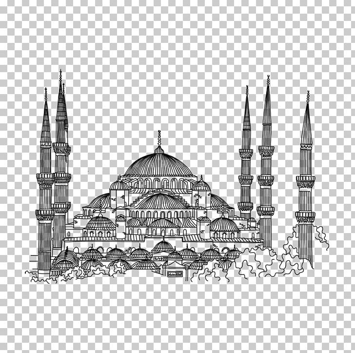 Sultan Ahmed Mosque Mosque Of Cordoba Hagia Sophia Drawing PNG, Clipart, Arch, Architecture, Art, Black And White, Building Free PNG Download