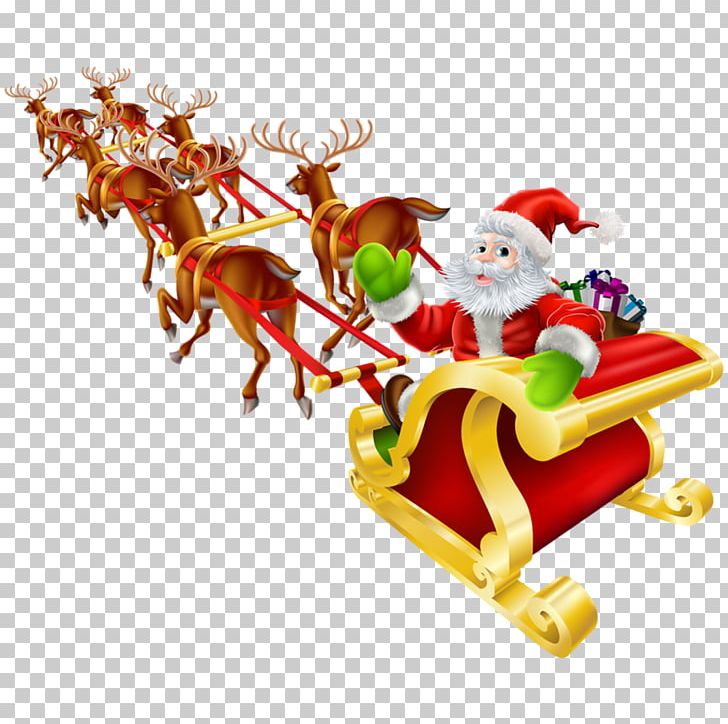 Santa Claus Sled Christmas PNG, Clipart, Christmas, Christmas Decoration, Christmas Ornament, Claus, Deer Free PNG Download