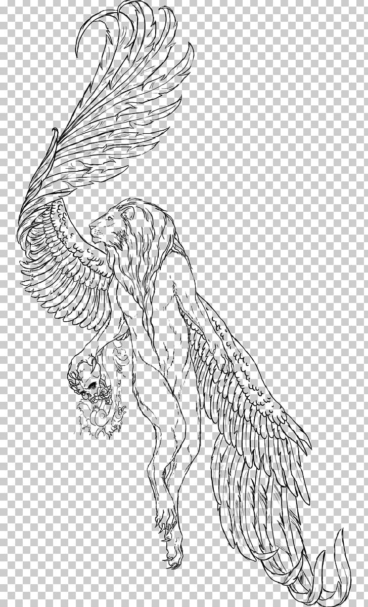 Winged Lion Drawing Sketch PNG, Clipart, Animal, Arm, Art, Artwork, Beak Free PNG Download