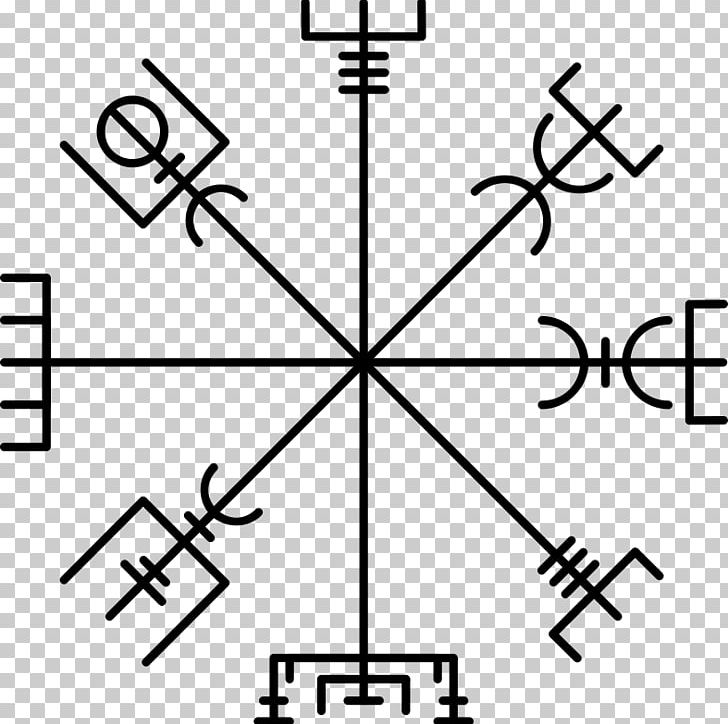 Vegvísir Runes Galdrabók Compass Runic Magic PNG, Clipart, Aegishjalmur, Angle, Area, Black, Black And White Free PNG Download