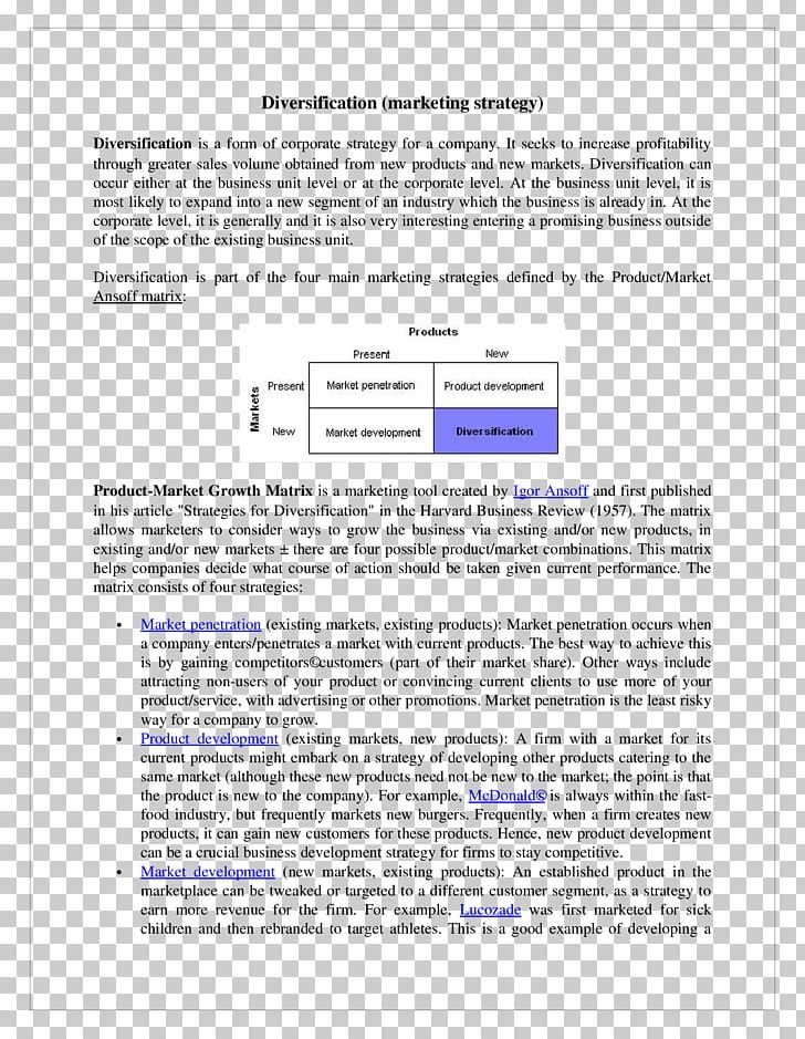 Document Ansoff Matrix Line Igor Ansoff PNG, Clipart, Ansoff Matrix, Area, Art, Corporate, Document Free PNG Download