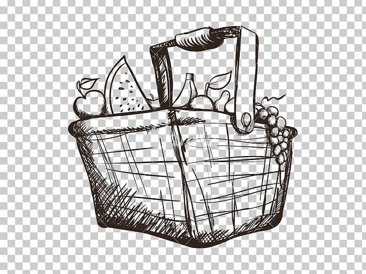 Basket Of Fruit Drawing PNG, Clipart, Basket, Basket Of Fruit, Black And White, Drawing, Food Free PNG Download