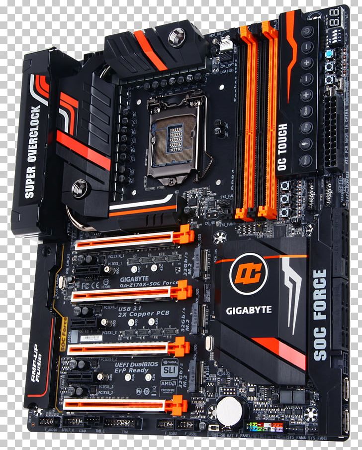 Motherboard Gigabyte Technology LGA 1151 ATX GIGABYTE GA-Z170X-SOC FORCE PNG, Clipart, Atx, Computer Case, Computer Hardware, Electronic Device, Electronics Free PNG Download