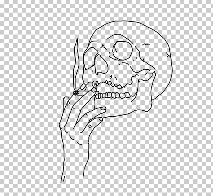Skull Of A Skeleton With Burning Cigarette Paper Sticker PNG, Clipart ...