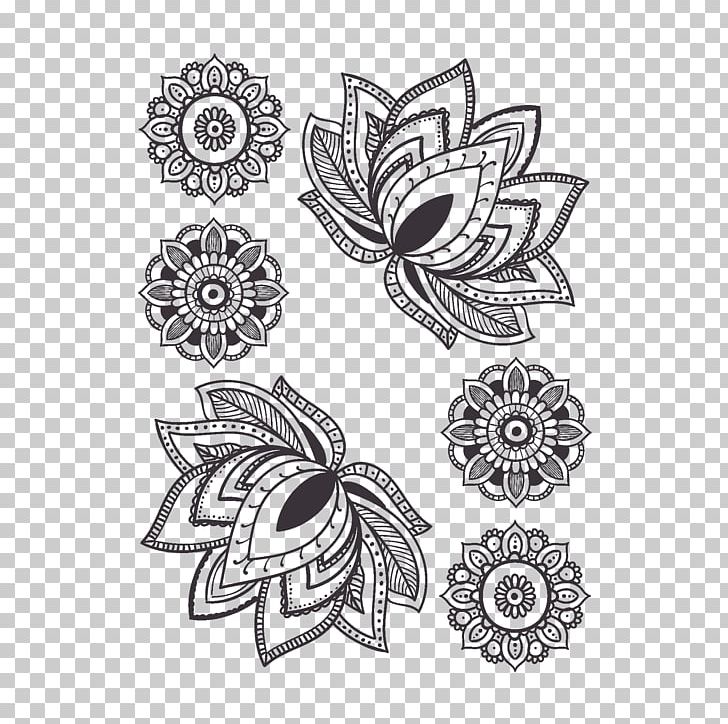 Mandala Water Lily Tattoo Flower Drawing PNG, Clipart, Abziehtattoo, Black And White, Black White, Circle, Cut Flowers Free PNG Download