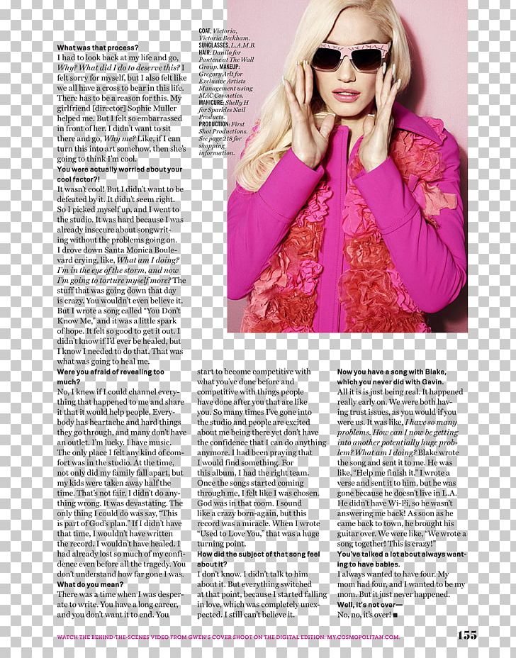Gwen Stefani Magazine Cosmopolitan Everything In Time The September Issue PNG, Clipart, 9 August, Aya Kanai, Brazil, Cosmopolitan, Divorce Free PNG Download