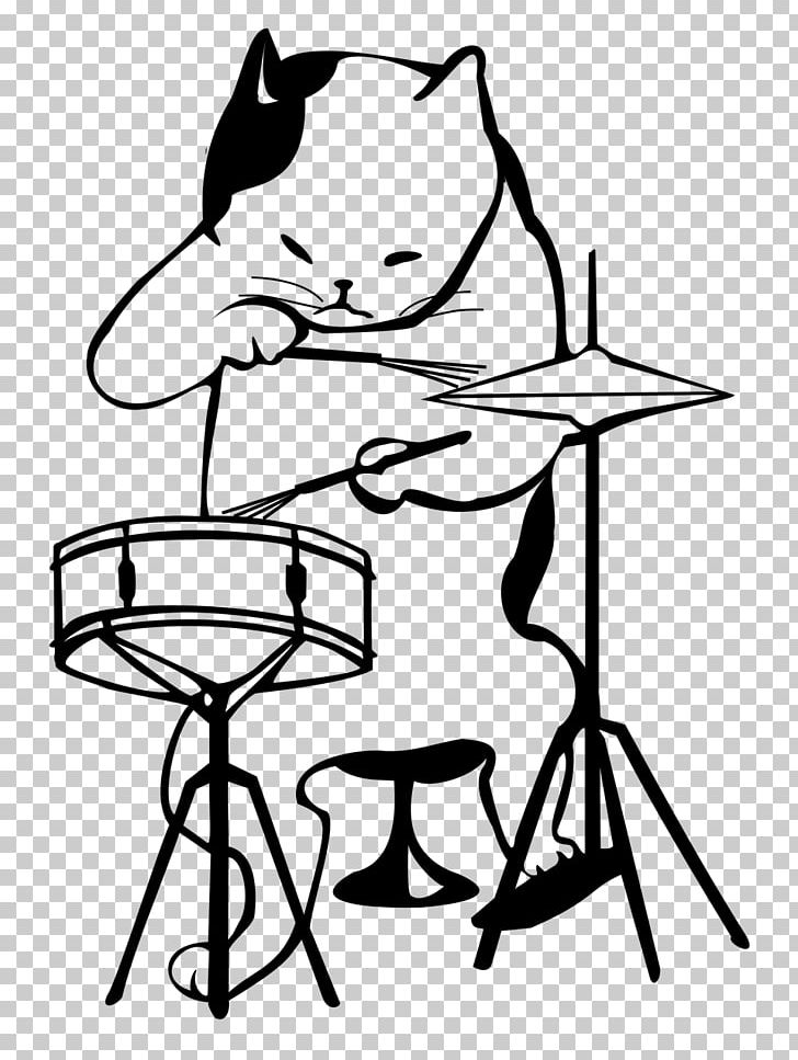 T-shirt Drummer Drums PNG, Clipart, Artwork, Black, Black And White, Carnivoran, Cat Like Mammal Free PNG Download