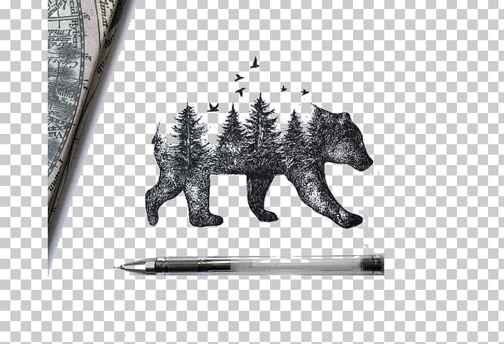Entangle stylized bear sketch for tattoo or t Vector Image
