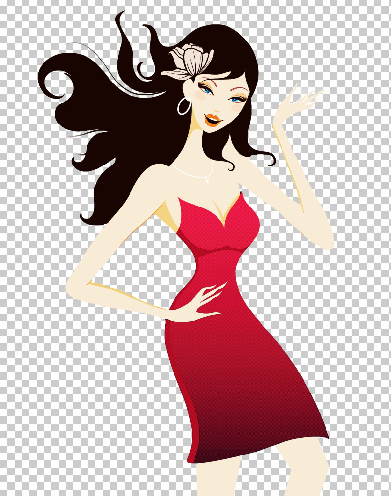 Cartoon Dress Black Hair Long Hair PNG, Clipart, Black Hair, Cartoon, Dress, Long Hair Free PNG Download