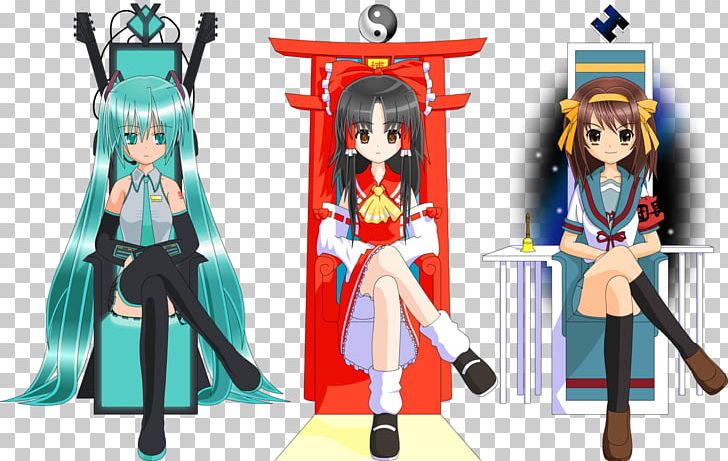 Reimu Hakurei Hatsune Miku Haruhi Suzumiya Gensokyo Vocaloid PNG, Clipart, Action Figure, Anime, Art, Costume, Dojinshi Free PNG Download