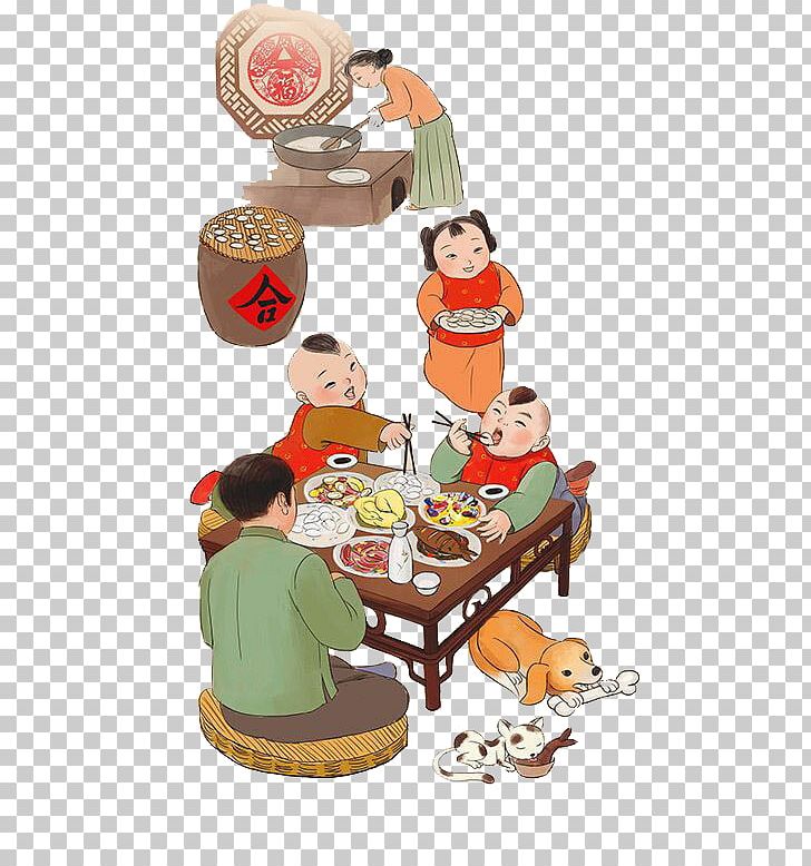 Tangyuan Hwajeon Dumpling Eating Chinese New Year PNG, Clipart, Art, Cartoon, Chinese, Cook, Cook Dumplings Free PNG Download