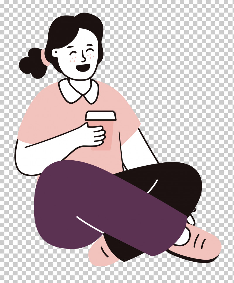 Sitting On Floor Sitting Woman PNG, Clipart, Cartoon, Clothing, Collar ...