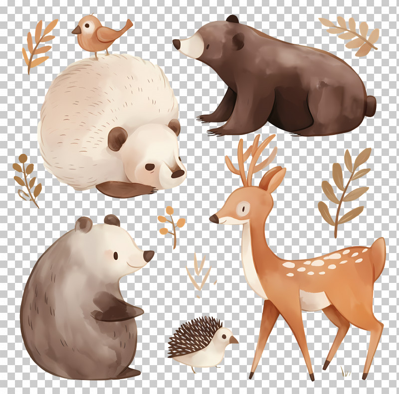 Watercolor Forest Animals - Cute Forest Animals Illustration PNG