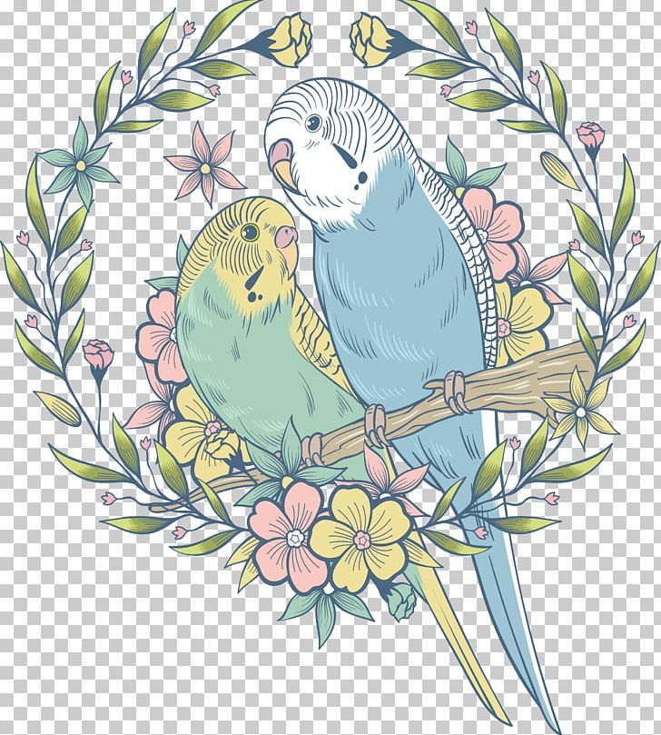 Parrot Bird Euclidean PNG, Clipart, Art, Beak, Bird Nest, Branch, Common Pet Parakeet Free PNG Download