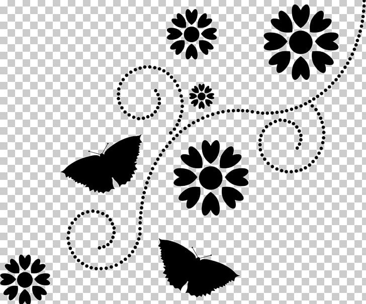 Butterfly Flower Silhouette PNG, Clipart, Black, Black And White, Butterfly, Circle, Drawing Free PNG Download