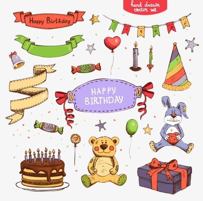 Hand-painted Decorative Elements Material Birthday PNG, Clipart, Balloon, Bear, Birthday, Birthday Cake, Birthday Clipart Free PNG Download