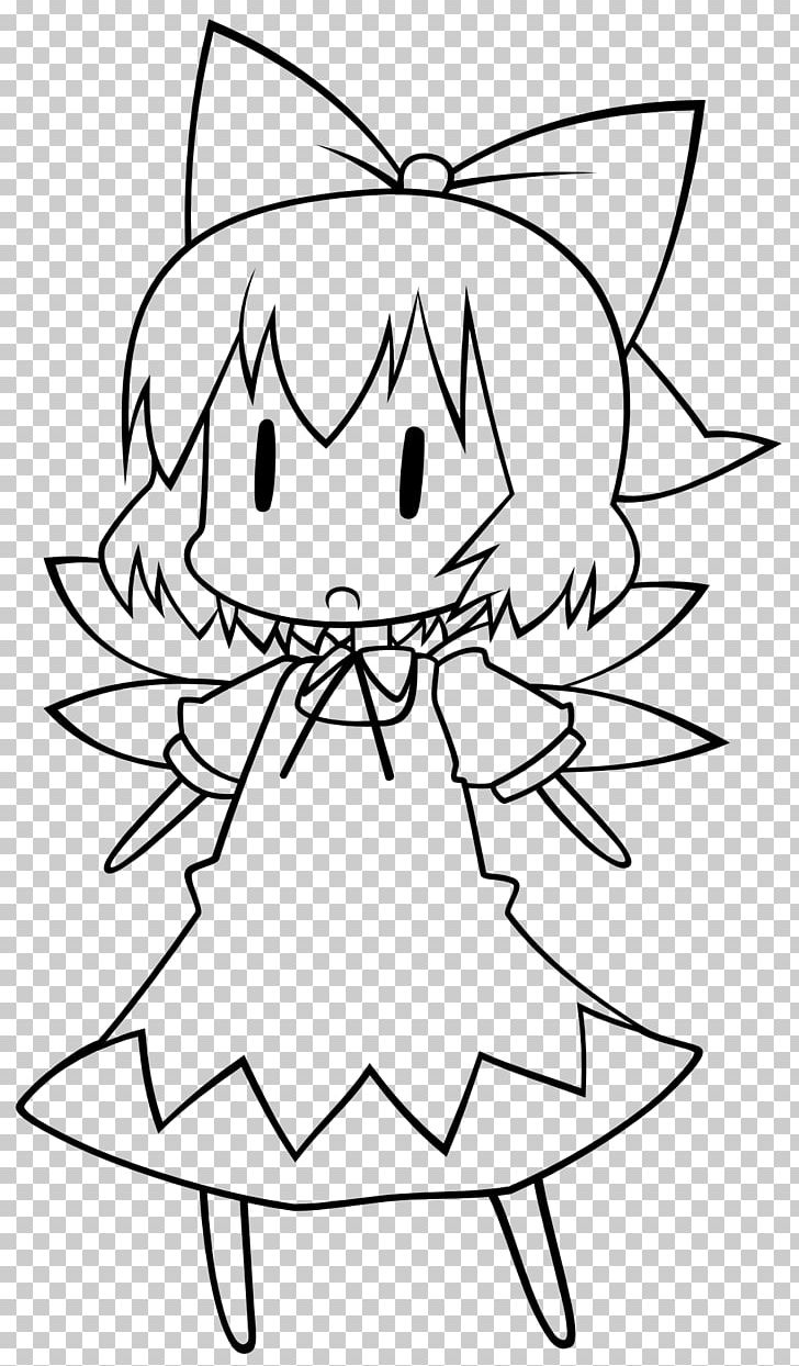 Cirno Touhou Project Character Line Art PNG, Clipart, Angle, Area, Artwork, Black, Black And White Free PNG Download
