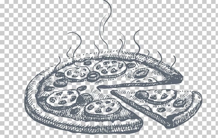 Pizza Fast Food Hamburger French Fries Italian Cuisine PNG, Clipart, Art, Black And White, Circle, Drawing, Fast Food Free PNG Download