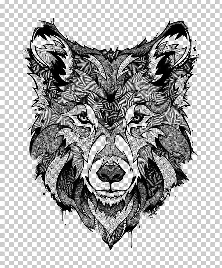 Gray Wolf Tattoo Art Drawing PNG, Clipart, Animal, Art, Black And White, Carnivoran, Dog Like Mammal Free PNG Download