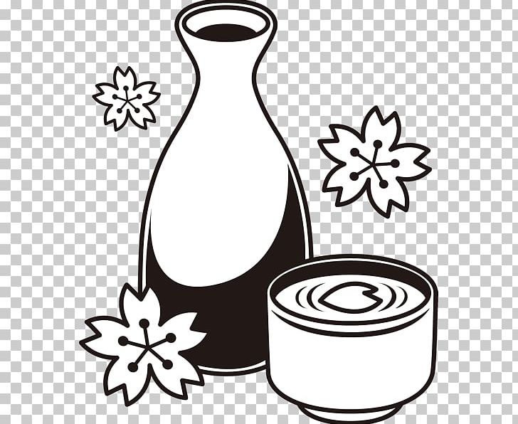 Black And White Sake Hanami PNG, Clipart, Alcoholic Drink, Art, Artwork, Black And White, Cherry Blossom Free PNG Download