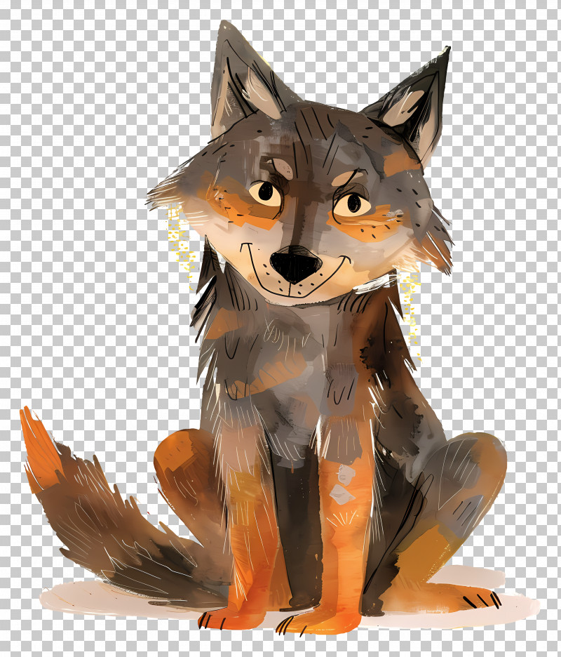 Wolf - Cute Cartoon Wolf Sitting PNG
