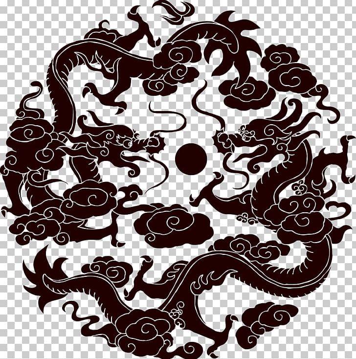 China T-shirt Chinese Dragon PNG, Clipart, Art, Black And White, Chinese, Chinese Paper Cutting, Chinese Style Free PNG Download