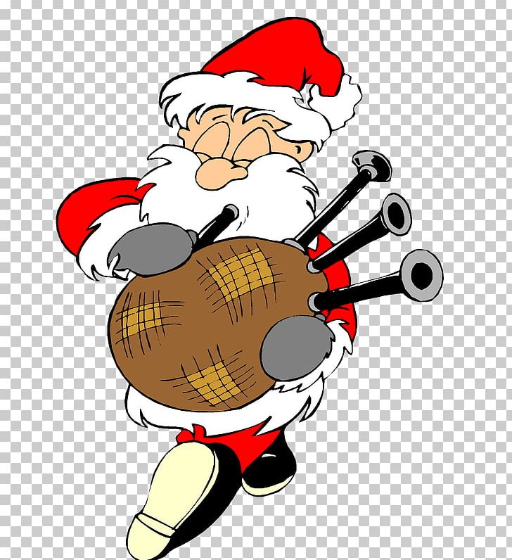 Santa Claus Christmas Day Christmas Gift Greeting & Note Cards PNG, Clipart, Art, Artwork, Bagpipe, Bagpipes, Cartoon Free PNG Download