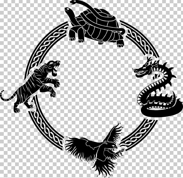 Four Symbols Azure Dragon White Tiger Vermilion Bird PNG, Clipart, Azure Dragon, Black And White, Black Tortoise, Chinese Constellations, Chinese Dragon Free PNG Download