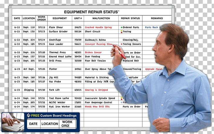 Dry-Erase Boards Maintenance Magnatag Craft Magnets Work Order PNG, Clipart, Business, Calendar, Communication, Computer Repair Technician, Conversation Free PNG Download