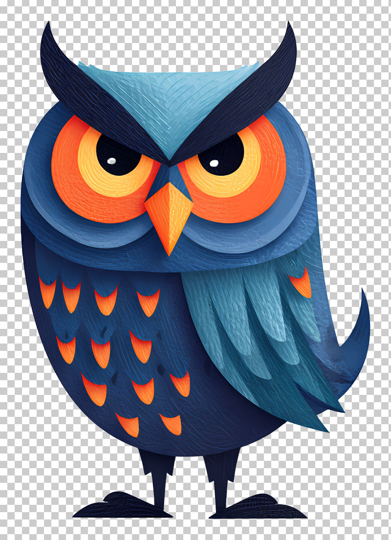 Halloween Owl - Colorful Owl With Big Eyes PNG