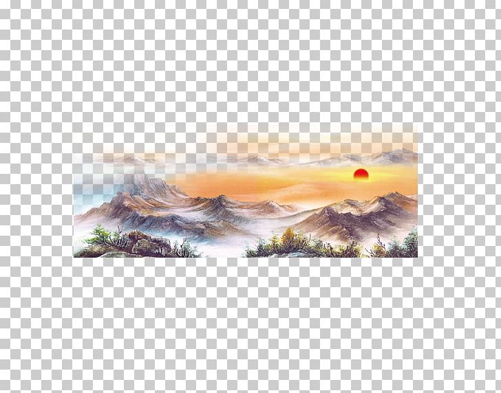Painting Shan Shui Wall PNG, Clipart, Bedroom, Cartoon Mountains, Chinese Painting, Computer Wallpaper, Fukei Free PNG Download