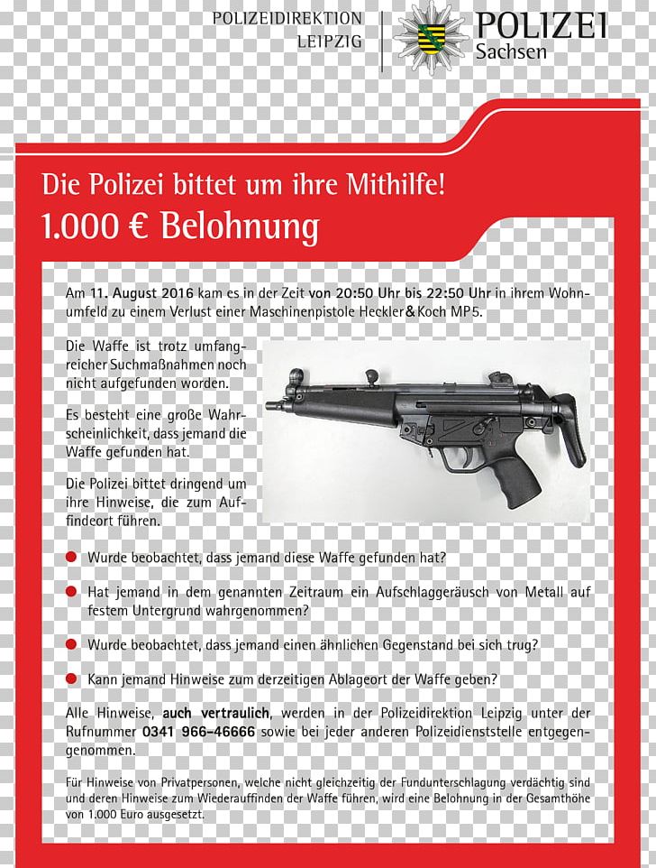 Leipzig Submachine Gun Weapon Heckler & Koch MP5 Police PNG, Clipart, 1 Fc Lokomotive Leipzig, Baton, Brand, Firearm, Germany Free PNG Download